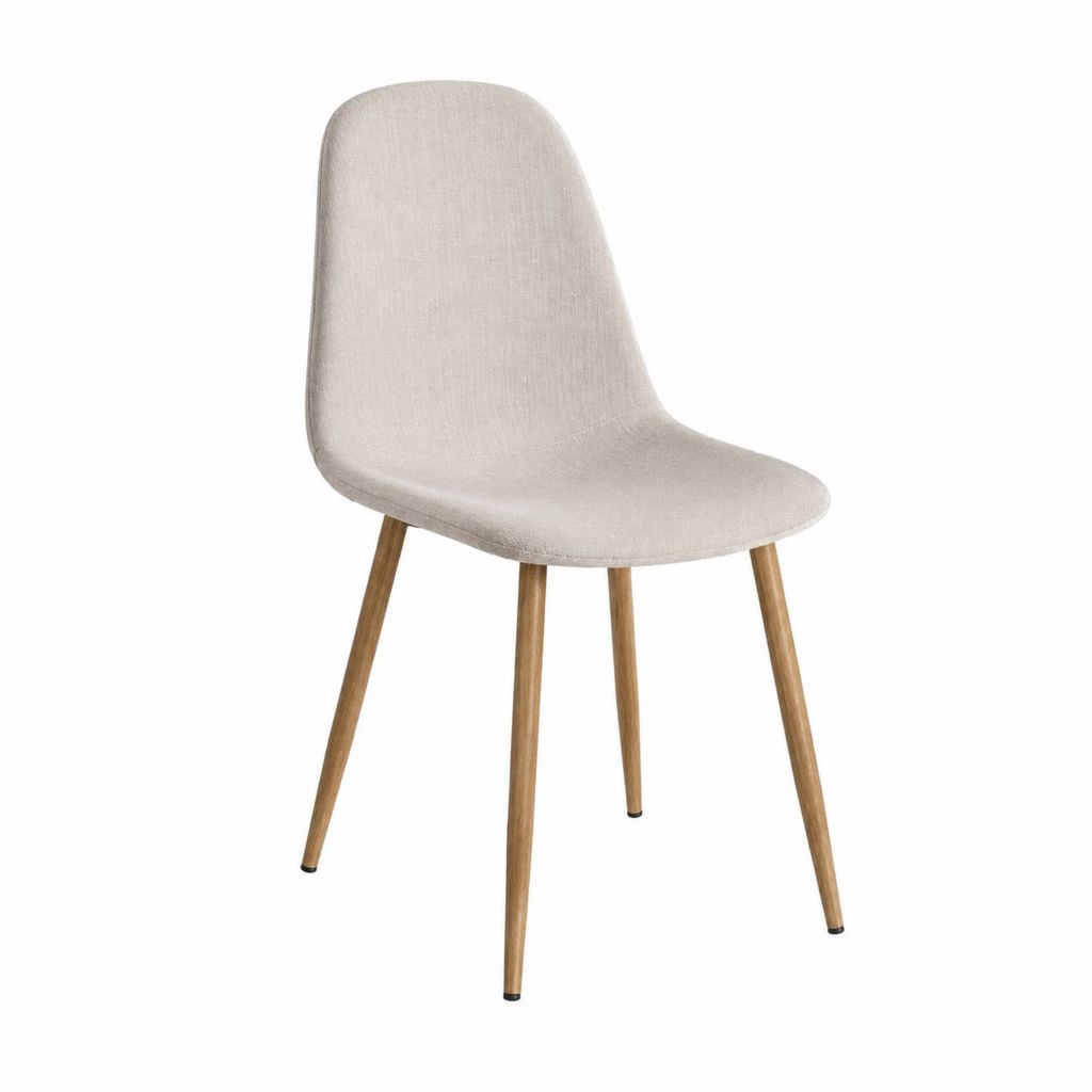 Esszimmerstuhl Beige mit Polyesterbezug und Buchenholzbeinen 45 x 53 x 82 cm