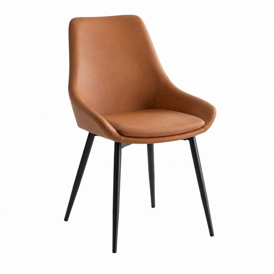 Esszimmerstuhl mit Armlehnen Cognac PU-Kunstleder Stahlgestell 58 x 60 x 85 cm