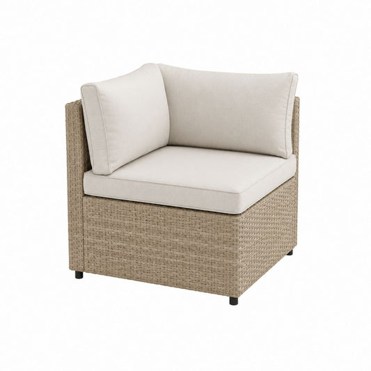 Gartenlounge Eckelement Beige Polyrattan Polyester quadratisch 80 x 80 x 65 cm