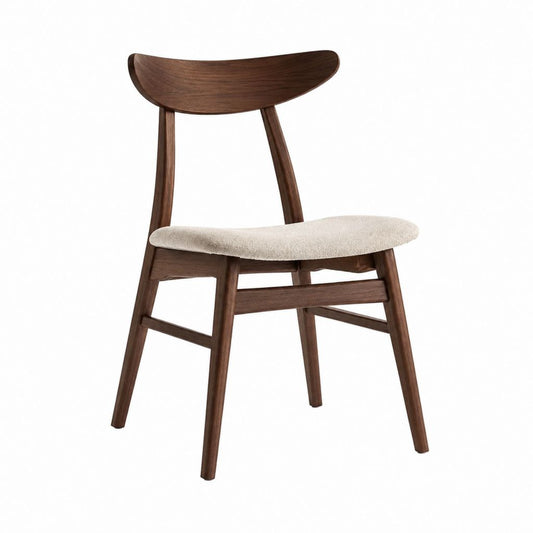 Esszimmerstuhl Dunkelbraun Massivholz mit beigefarbener Polyesterpolsterung 50 x 54 x 78 cm