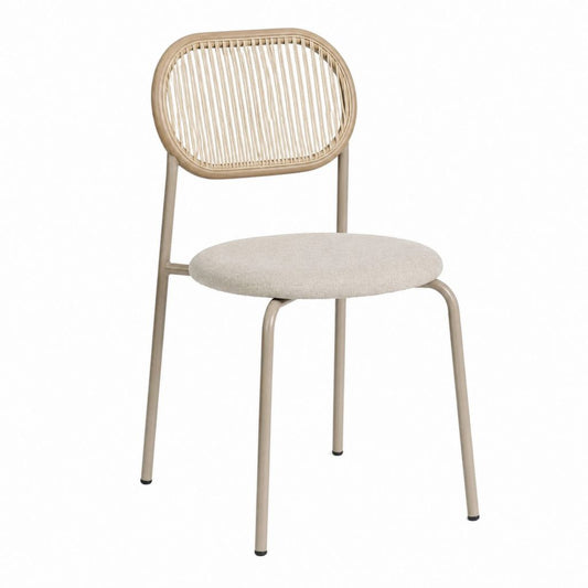 Esszimmerstuhl Beige Stahl Polyester mit runder Rückenlehne 50 x 55 x 80 cm