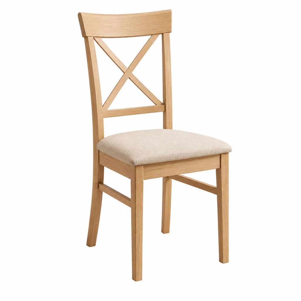 Esszimmerstuhl gepolstert Natur Beige aus Gummibaum-Massivholz mit Polyesterbezug rechteckiger Sitz 45 x 52 x 95 cm