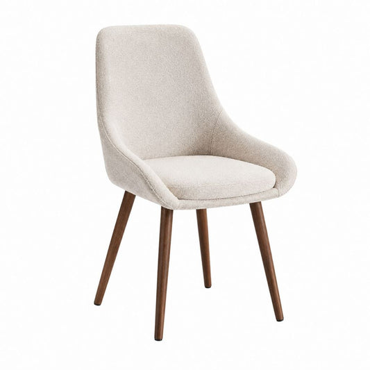 Esszimmerstuhl Beige mit Bouclébezug und Massivholzbeinen 55 x 60 x 84 cm