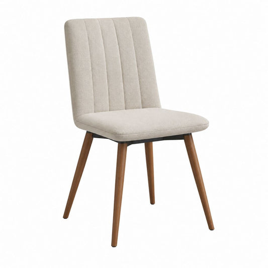 Esszimmerstuhl Beige mit Polyesterbezug und Massivholzbeinen 46 x 60 x 88 cm