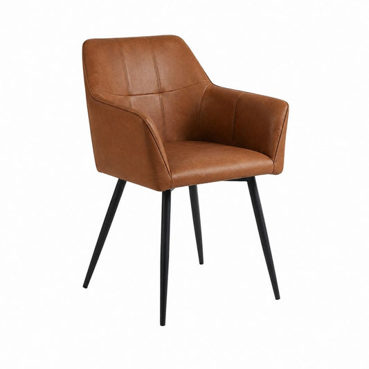 Esszimmerstuhl mit Armlehnen Cognac PU-Kunstleder Stahl Vierbeinig 58 x 62 x 84 cm