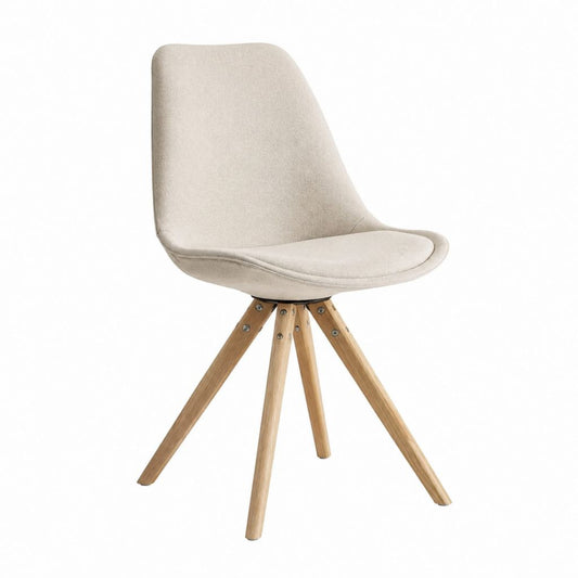 Esszimmerstuhl Beige mit Polyesterbezug Schaumstoffpolsterung und Buchenholzgestell 83 x 48 x 55 cm