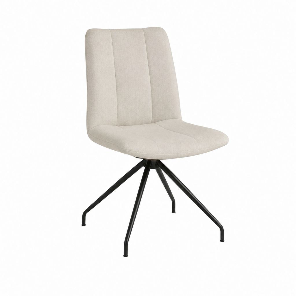 Esszimmerstuhl Polsterstuhl Beige Polyester mit schwarzem Stahlgestell 48 x 60 x 86 cm