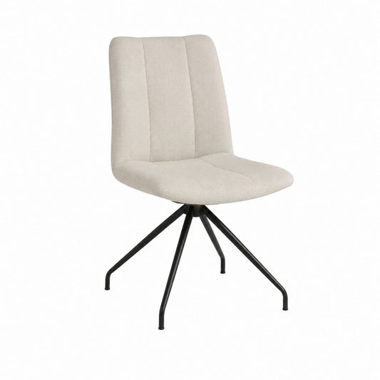 Esszimmerstuhl Polsterstuhl Beige Polyester mit schwarzem Stahlgestell 48 x 60 x 86 cm