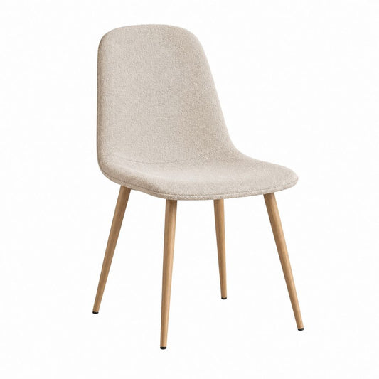 Esszimmerstuhl Beige mit Polyesterbezug und Buchenholzbeinen 48 x 56 x 83 cm