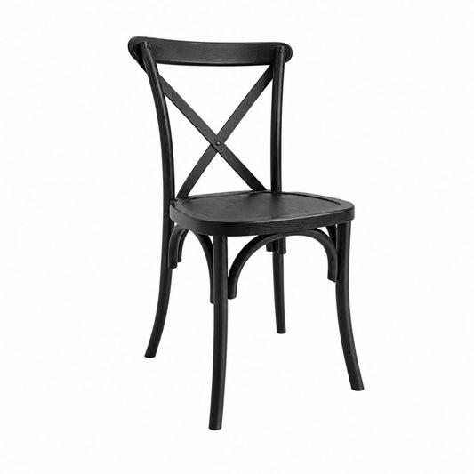 Esszimmerstuhl Schwarz aus massivem Buchenholz mit Kreuzrückenlehne 88 x 42 x 50 cm