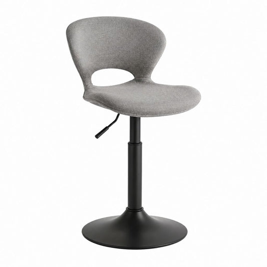 Barhocker mit Rückenlehne Grau Polyester Mikrofaser Rund höhenverstellbar 48 x 52 x 88-108 cm