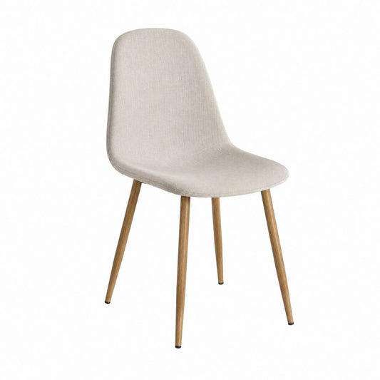 Esszimmerstuhl Beige mit Polyesterbezug und Buchenholzbeinen 45 x 53 x 82 cm