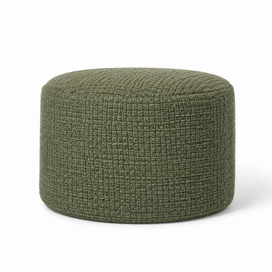 Runder Fußhocker Olivgrün mit Polyester-Strickbezug Ø 45 x 35 cm